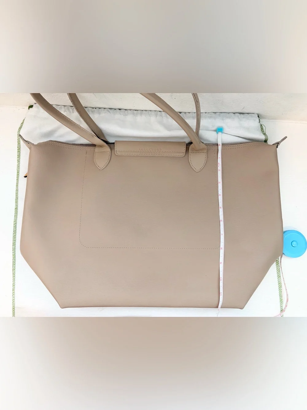 Auth LONGCHAMP Large Le Pliage City Coated Canvas Taupe Tote Bag